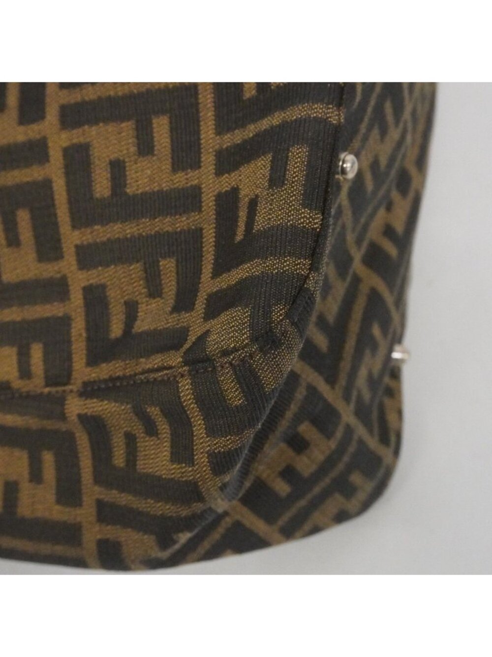 Fendi Tote Zucca Nylon Canvas Brown Silver - Picture 9 of 10